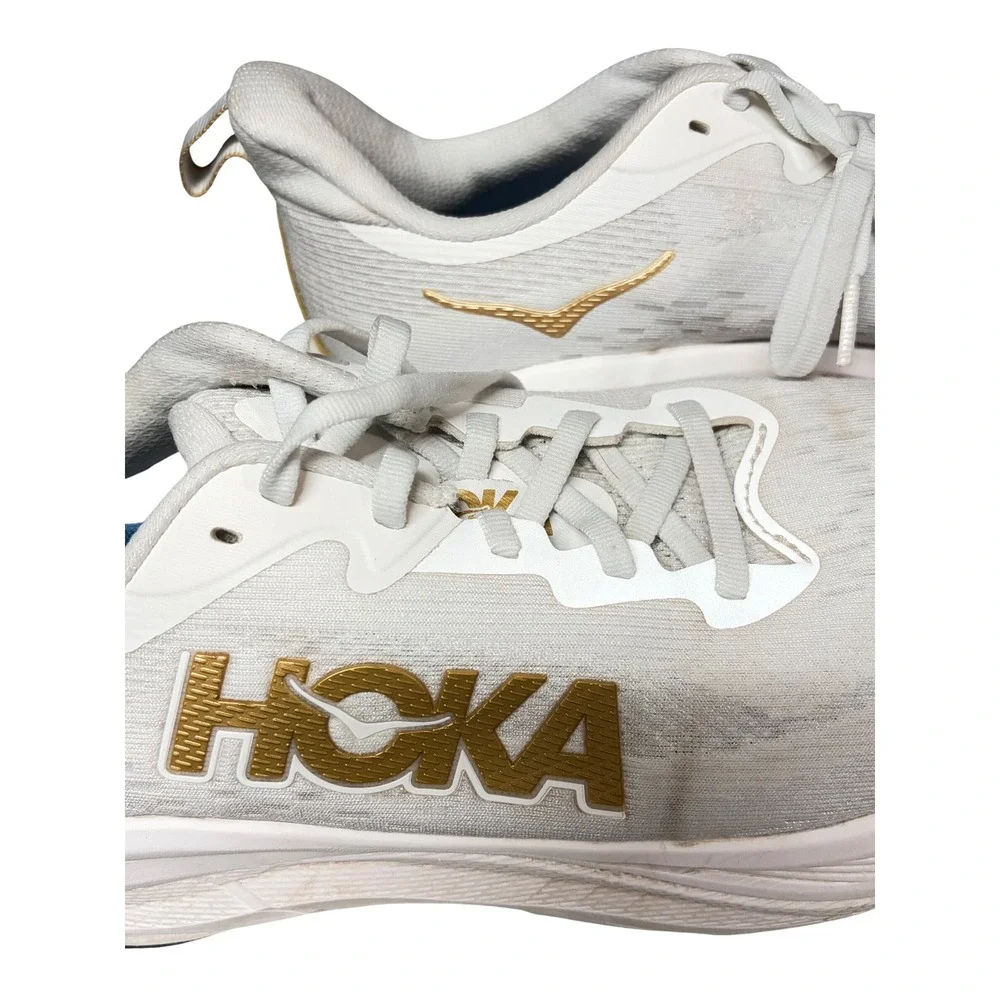 Hoka Skyflow Mens Running Shoes White Gold Frost 1155111 FTG Size 10 D